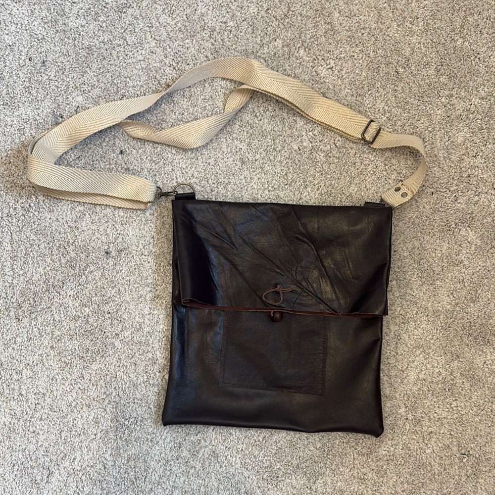 Black Nylon Shoulder Bag with Adjustable Strap